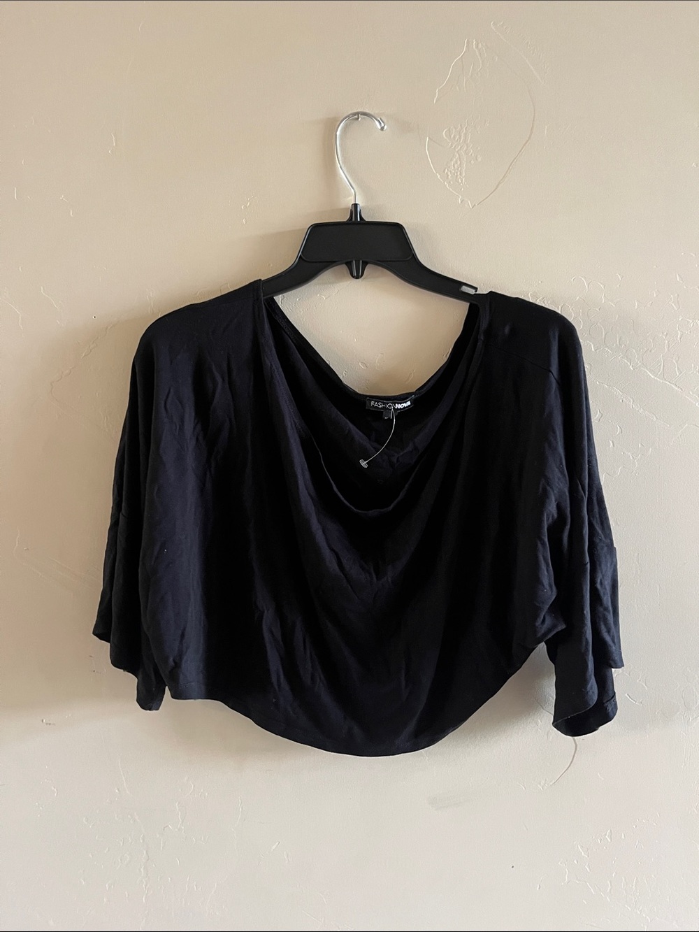 Fashion Nova Black Draped Crop Top